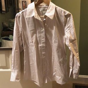 Purple striped long sleeved blouse in M